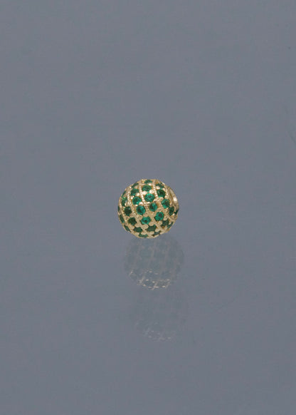 Herraje Bola de Fuego con Swarovski Verde 0.85gr / 0.6cm / 6.1mm — Oro Amarillo