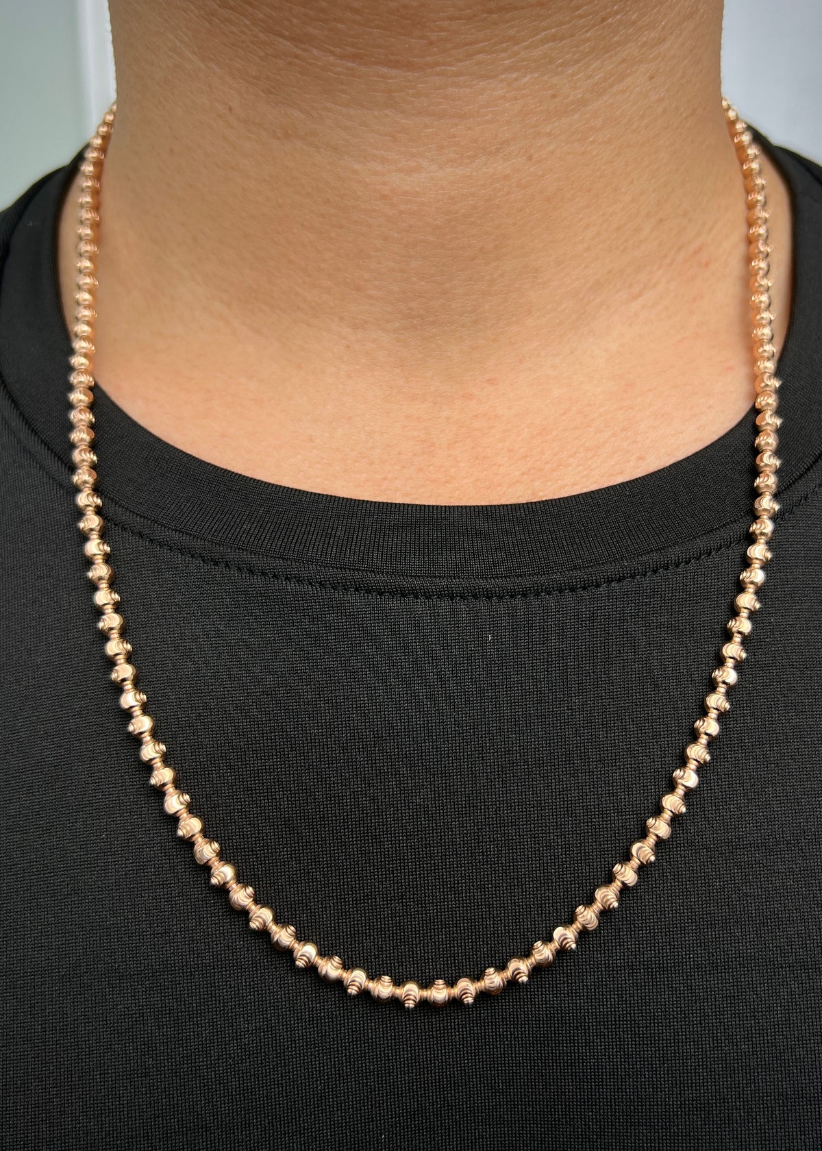 Cadena Militar Diamantada Luna 26.5gr / 60cm / 4mm — Oro Rosado