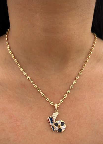 Dije balon con swarovski blanco y negro 2.7gr / Largo 2.6cm / Oro Amarillo Nac M