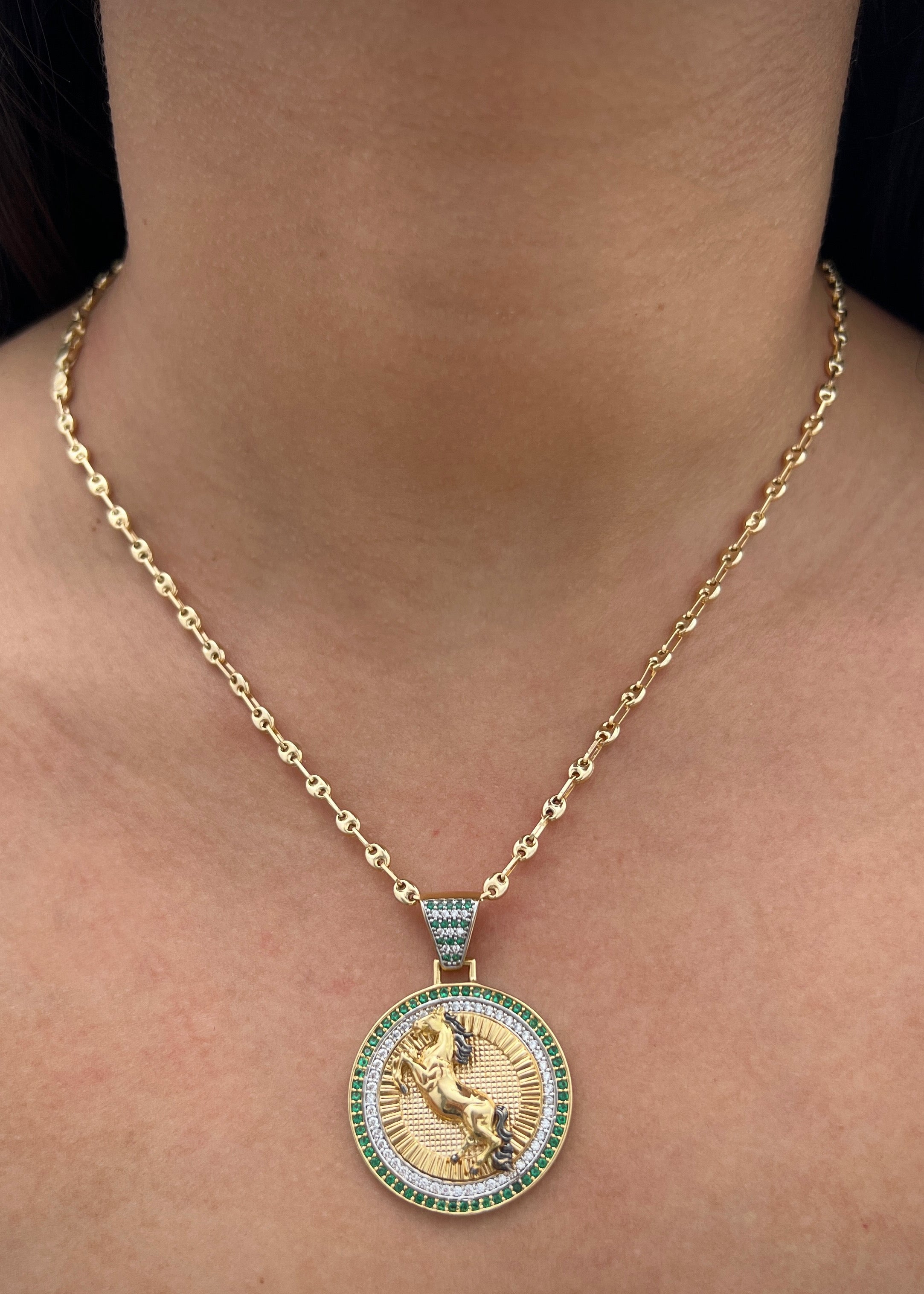 Dije medalla de caballo 10.35gr / Largo 4cm / Oro Amarillo Nac M