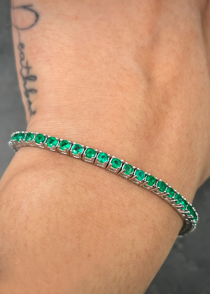 Pulso tenis con 515pts de esmeralda 19.25gr / Largo 20cm / Oro Blanco (Joya) M