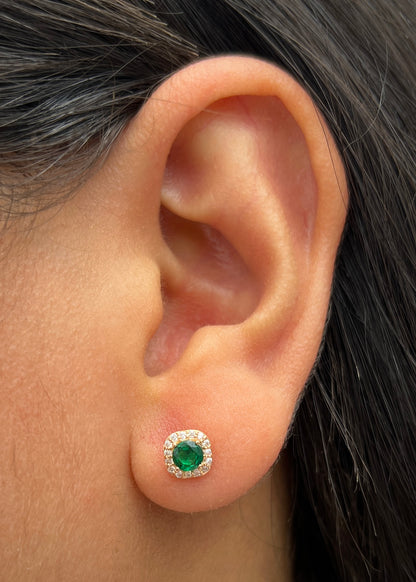 Topos con Swarovski Verde y Blanco 2.45gr / 0.6cm / 6mm — Oro Rosado