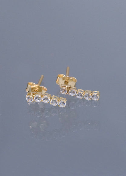 Topos con Swarovski Blanco 0.7gr / 1cm / 1.8mm — Oro Amarillo
