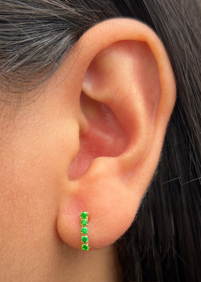 Topos con Swarovski Verde 0.7gr / 1cm / 1.8mm — Oro Amarillo