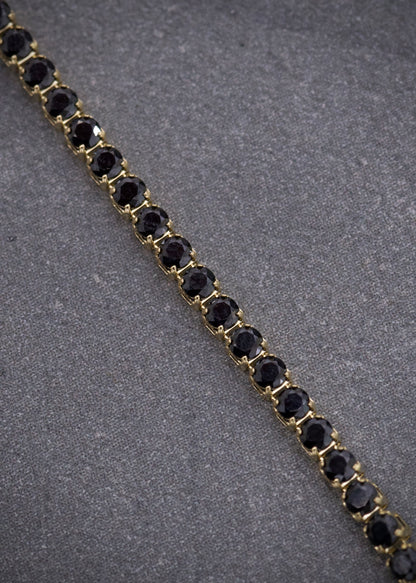 Pulso Tenis con Swarovski Negro 2.75gr / 18cm / 1.8mm — Oro Amarillo