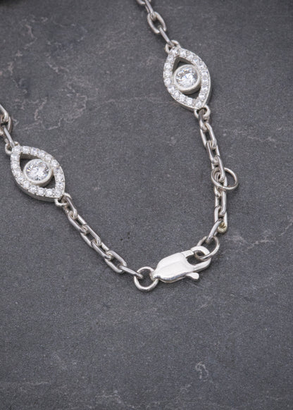 Pulso Ojo Turco con Swarovski 6.75gr / 18.5cm / 7.4mm — Plata 925
