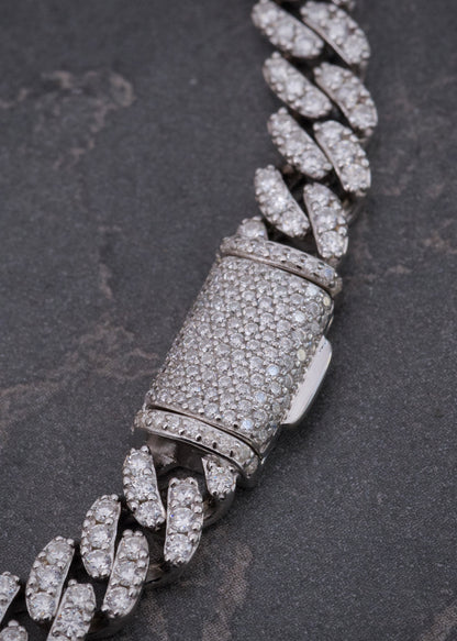 Pulso cubano 338pts de moissanita 17.9gr / Largo 20cm / Plata P