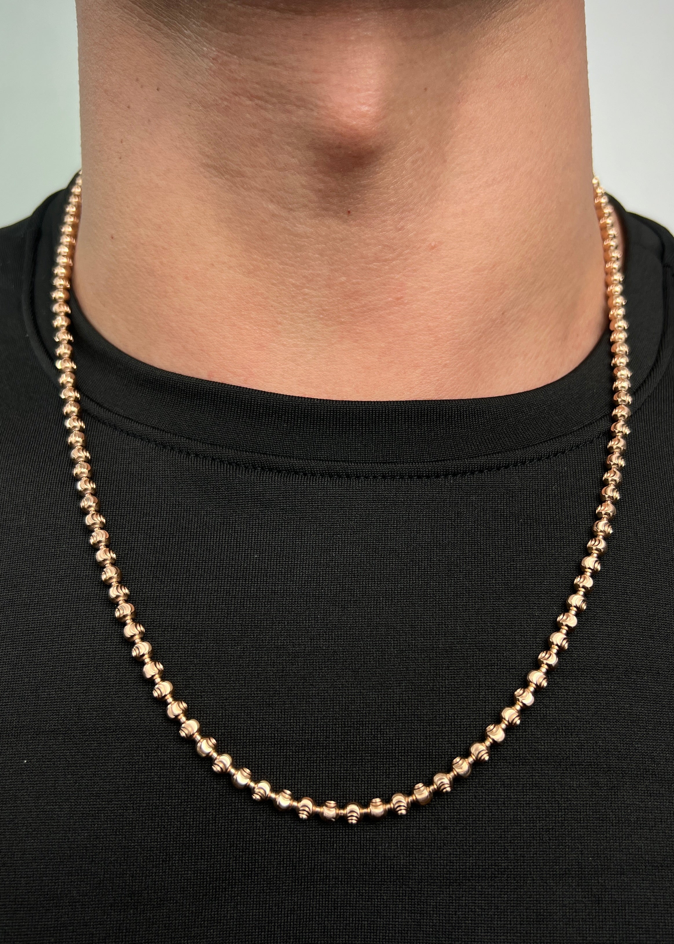 Cadena Militar Diamantada Luna 26gr / 60cm / 4mm — Oro Rosado