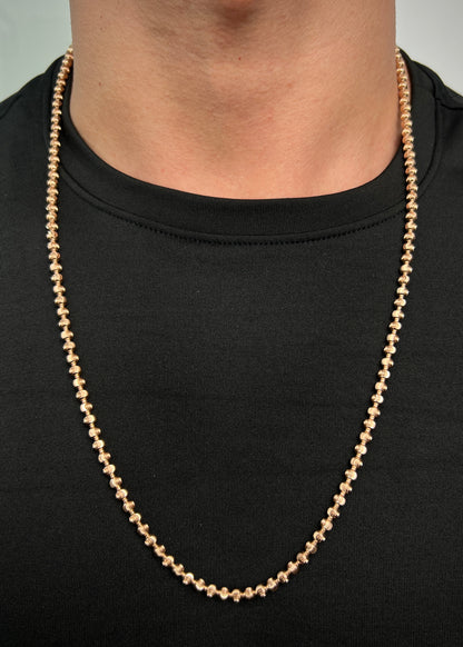 Cadena militar diamantada luna 4mm 29.05gr / Largo 70cm / Oro Rosado (Joya) B