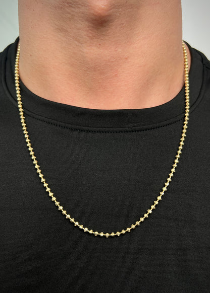 Cadena Militar Diamantada Luna 3mm 17.45gr / 60cm / 3mm — Oro Amarillo