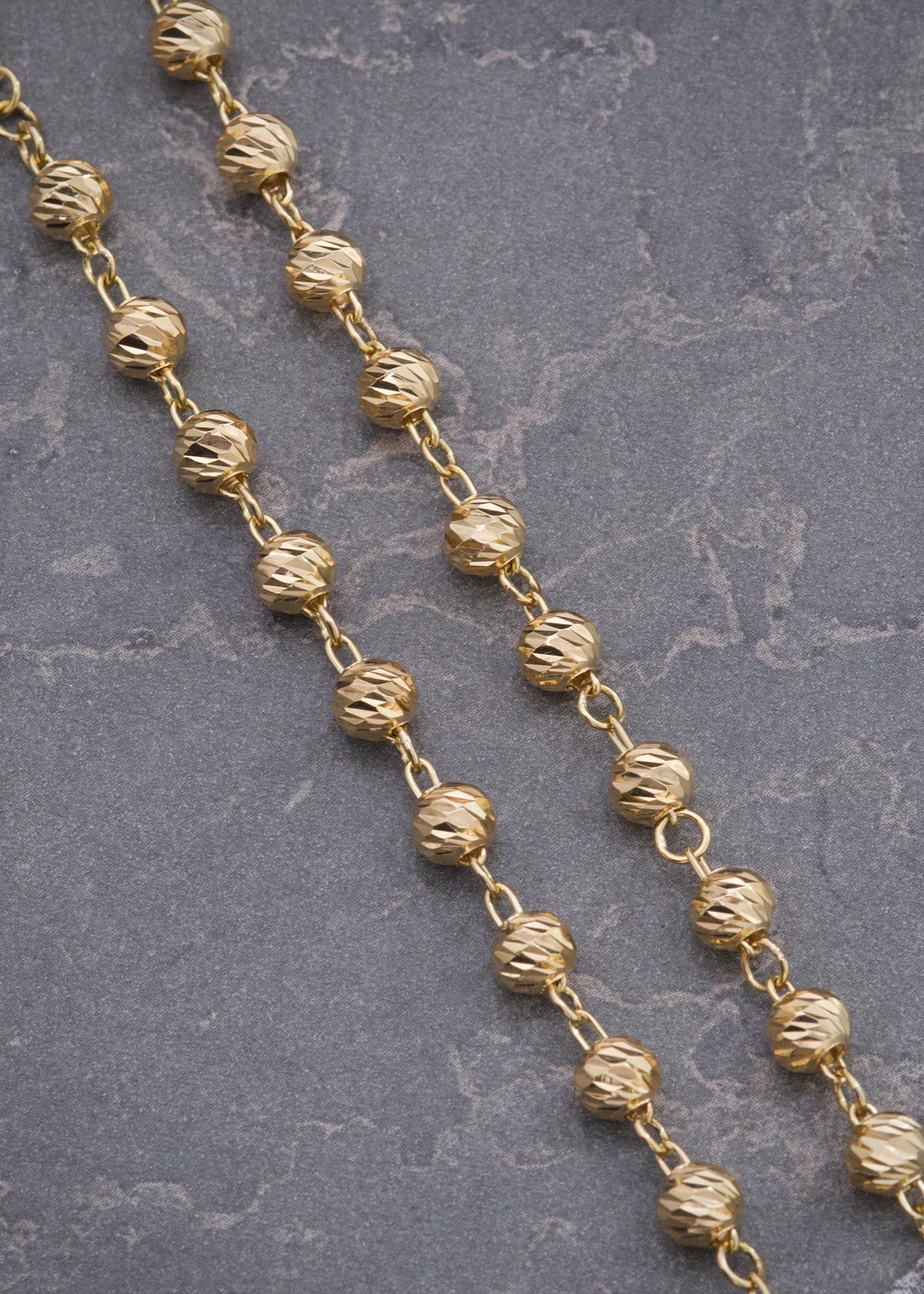 Rosario Virgen de la Milagrosa Diamantado 15.75gr / 60cm / 5mm — Oro Amarillo