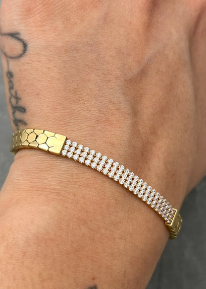 Pulso tenis tres hileras con swarovski 8.55gr / Largo 18cm / Oro Amarillo italy +3 M