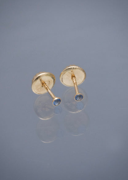 Topos Circulo con Swarovski Azul 0.35gr / 0.2cm / 2mm — Oro Amarillo