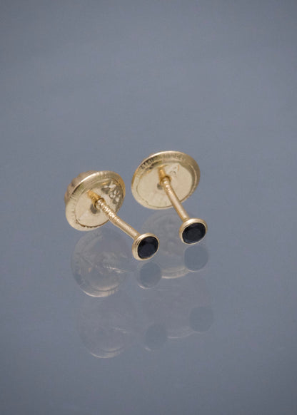 Topos Circulo con Swarovski Negro 0.35gr / 0.2cm / 2mm — Oro Amarillo