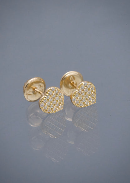 Topos Corazon con Swarovski Blanco 0.9gr / 0.6cm / 5.9mm — Oro Amarillo