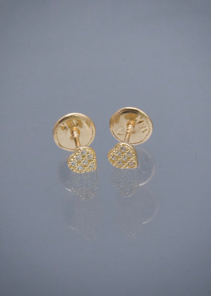 Topos Corazon con Swarovski Blanco 0.85gr / 0.6cm / 5.9mm — Oro Amarillo