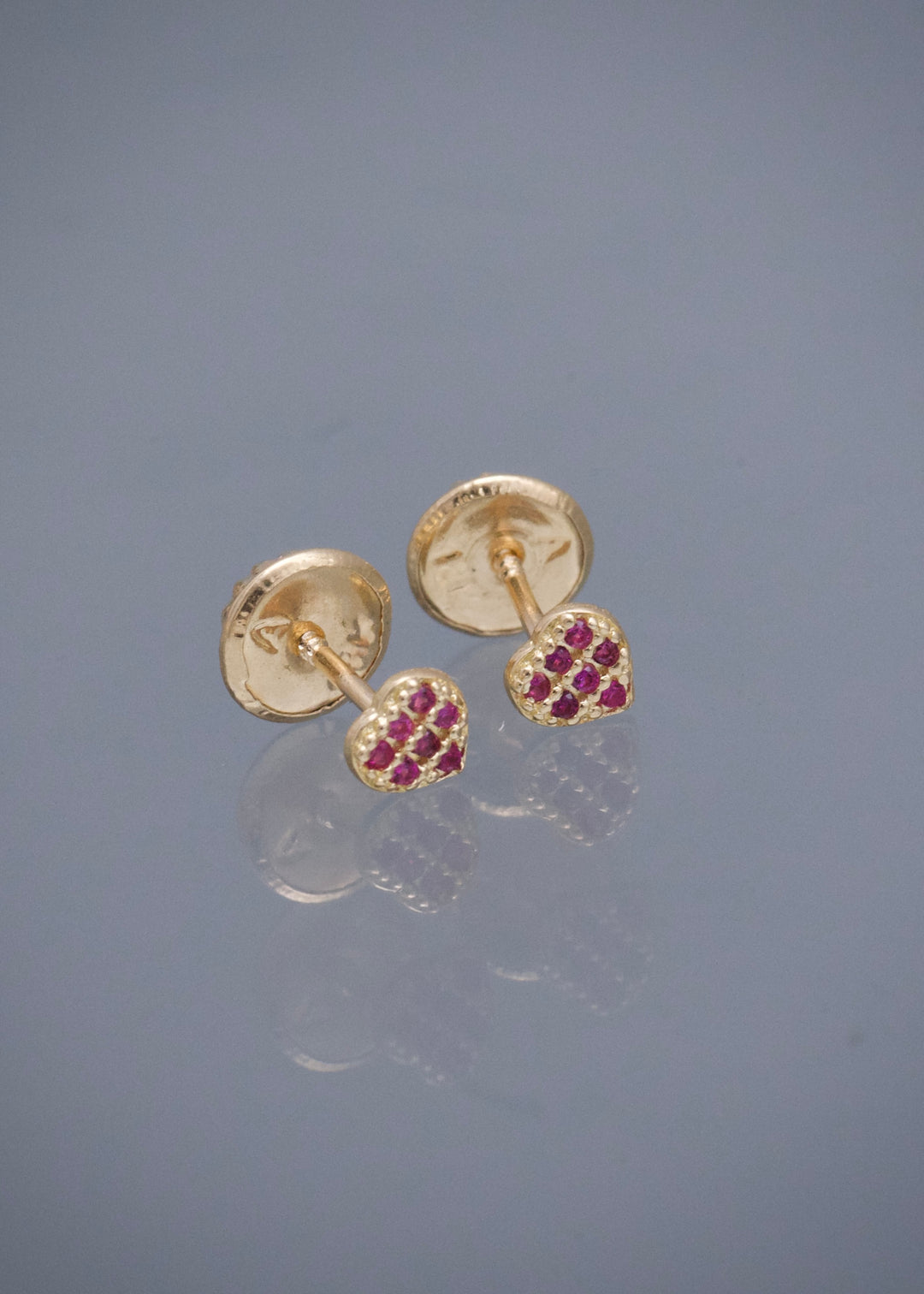 Topos Corazon con Swarovski Fucsia 0.5gr / 4cm / 3.9mm — Oro Amarillo