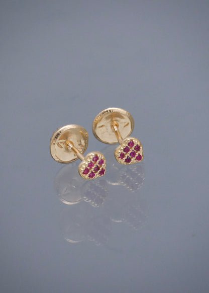 Topos Corazon con Swarovski Fucsia 0.5gr / 4cm / 3.9mm — Oro Amarillo