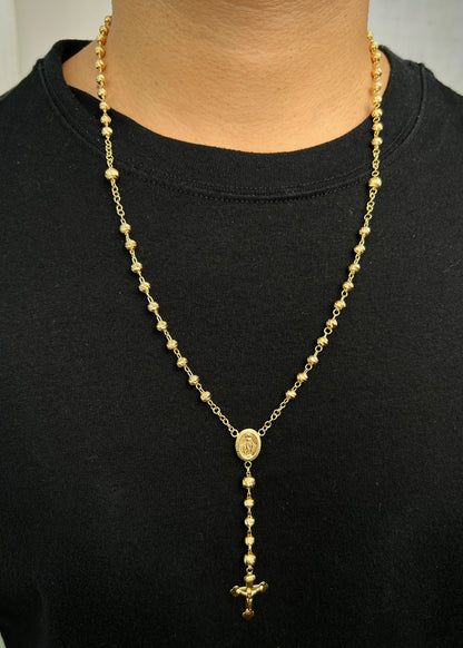 Rosario Virgen de la Milagrosa Diamantado 15.75gr / 60cm / 5mm — Oro Amarillo