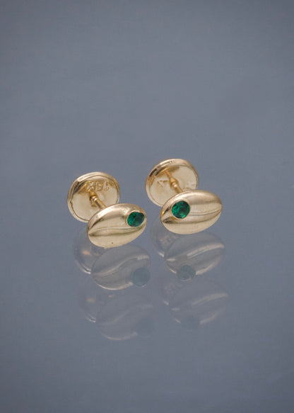 Topos grano de Cafe con Swarovski Verde 0.55gr / 0.6cm / 4.5mm — Oro Amarillo