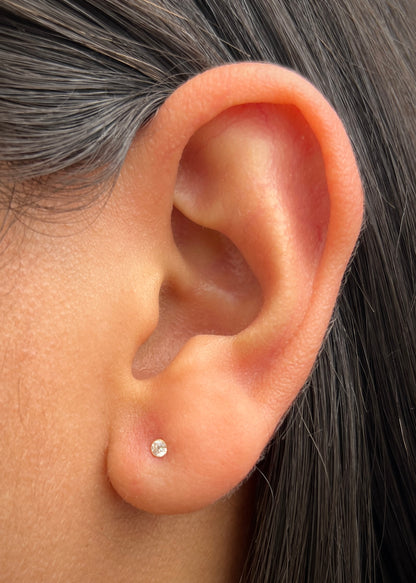 Topos Circulo con Swarovski Blanco 0.4gr / 0.2cm / 2mm — Oro Amarillo