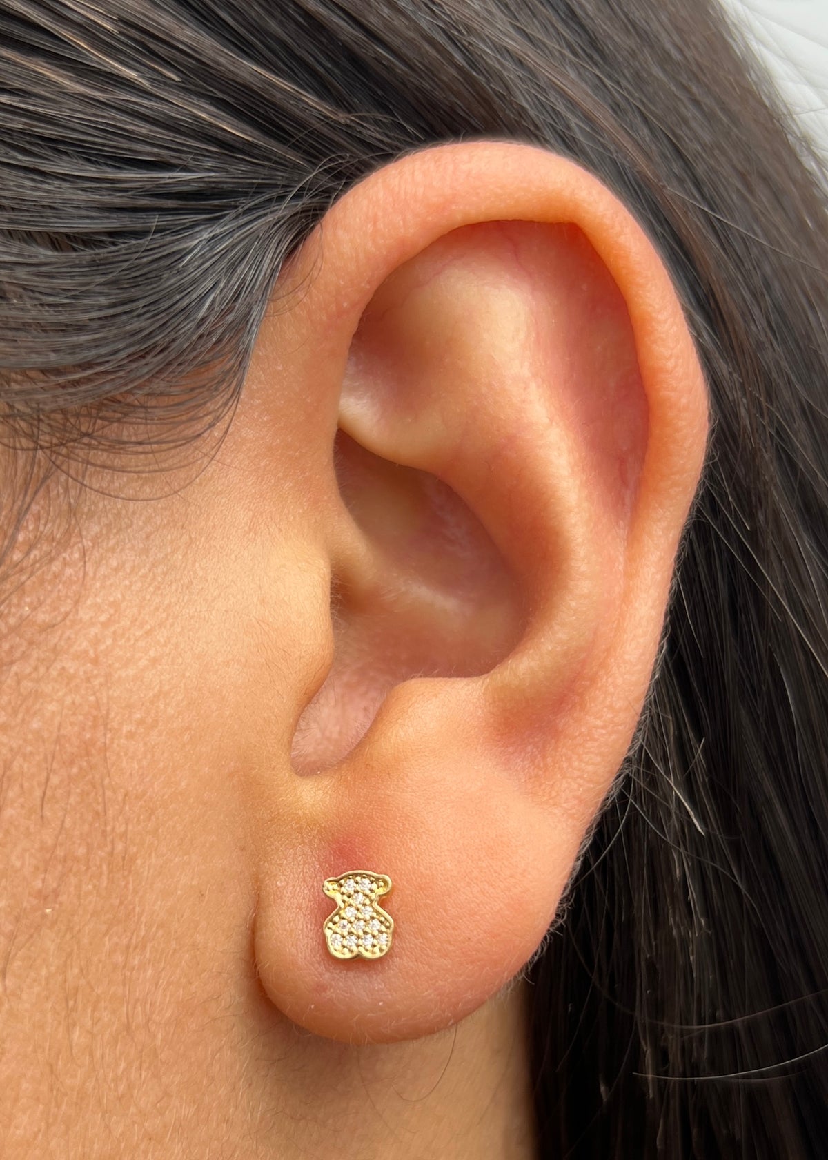 Topos Oso Th con Swarovski Blanco 0.85gr / 0.6cm / 4.8mm — Oro Amarillo