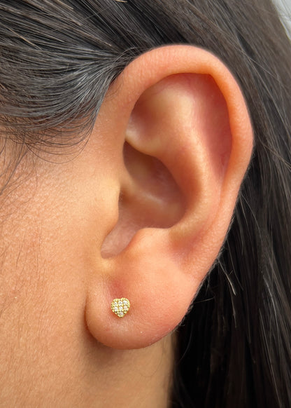 Topos Corazon con Swarovski Blanco 0.5gr / 0.4cm / 3.8mm — Oro Amarillo