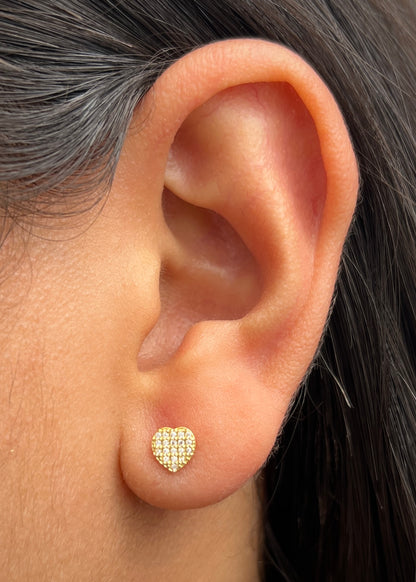Topos Corazon con Swarovski Blanco 0.9gr / 0.6cm / 5.9mm — Oro Amarillo