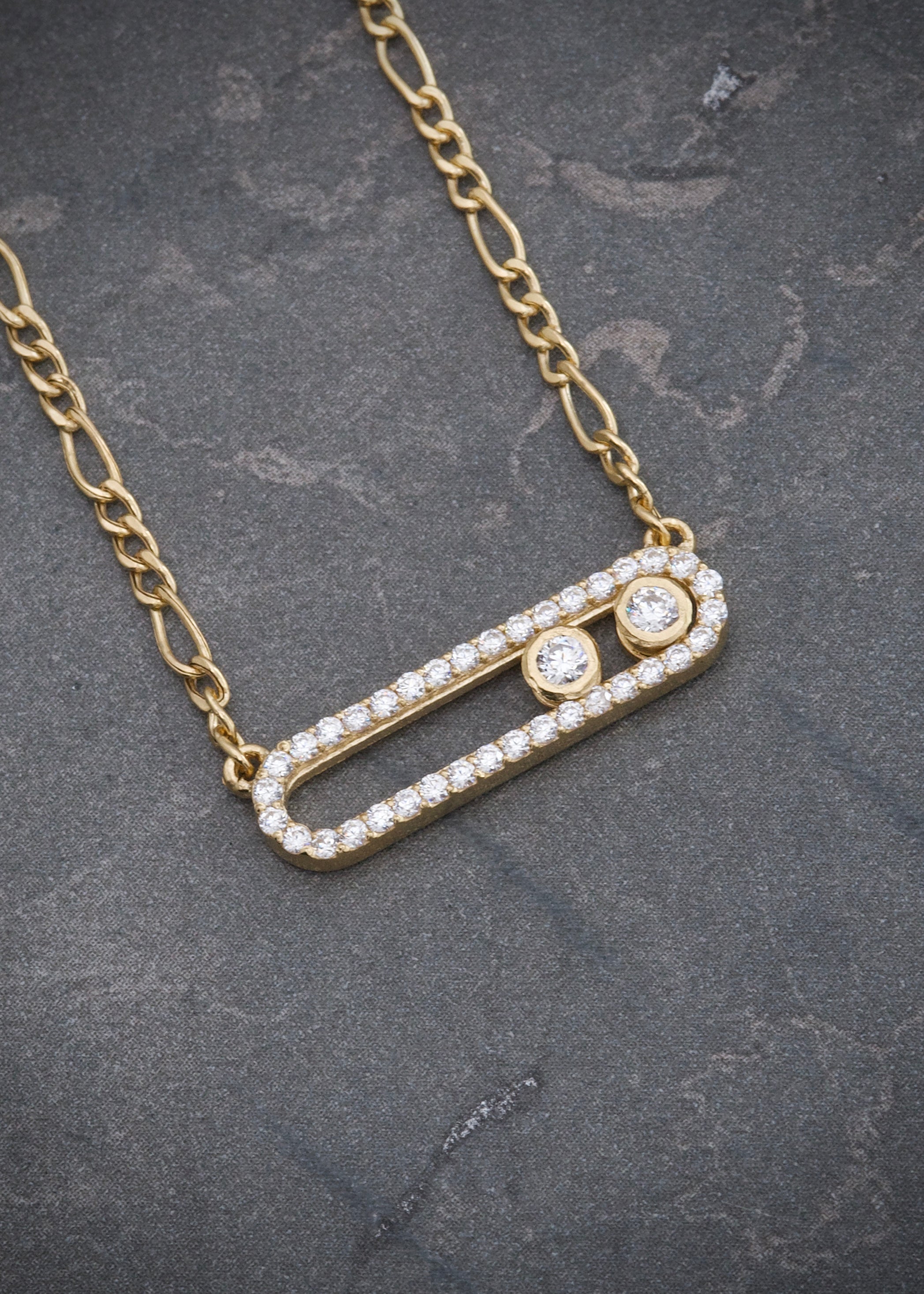 Cadena MK con swarovski blanco 3.35gr / Largo 40cm / Oro Amarillo italy cte M