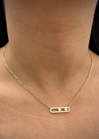 Cadena MK con swarovski blanco 3.35gr / Largo 40cm / Oro Amarillo italy cte M