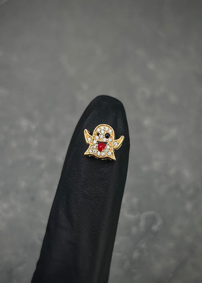 Herraje emoji fantasma con swarovski blanco 0.8gr / Largo 0.9cm / Oro Amarillo Nac B