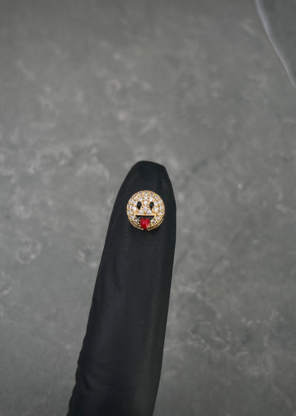 Herraje emoji carita con swarovski blanco 0.8gr / Largo 0.8cm / Oro Amarillo Nac B