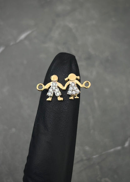 Herraje niños con swarovski blanco 0.9gr / Largo 2cm / Oro Amarillo Nac B