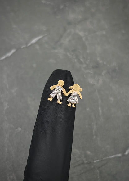 Herraje niños con swarovski blanco 0.95gr / Largo 1.3cm / Oro Amarillo Nac B