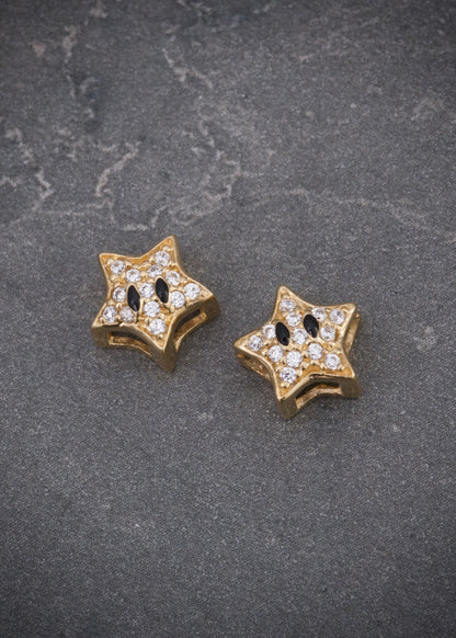 Herraje estrella con swarovski blanco 0.65gr / Largo 0.8cm / Oro Amarillo Nac B