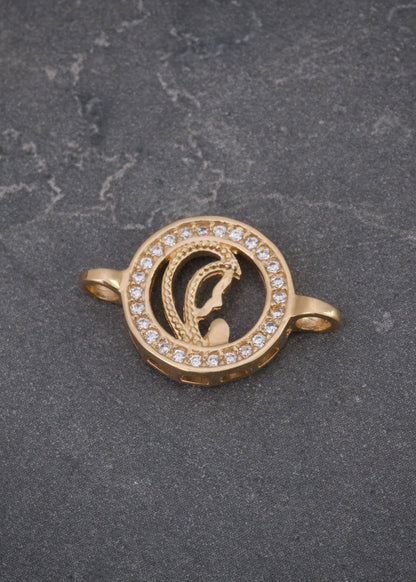 Herraje virgen maria con swarovski blanco 1.7gr / Largo 2.9cm / Oro Amarillo Nac B
