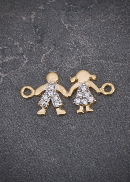 Herraje niños con swarovski blanco 0.9gr / Largo 2cm / Oro Amarillo Nac B