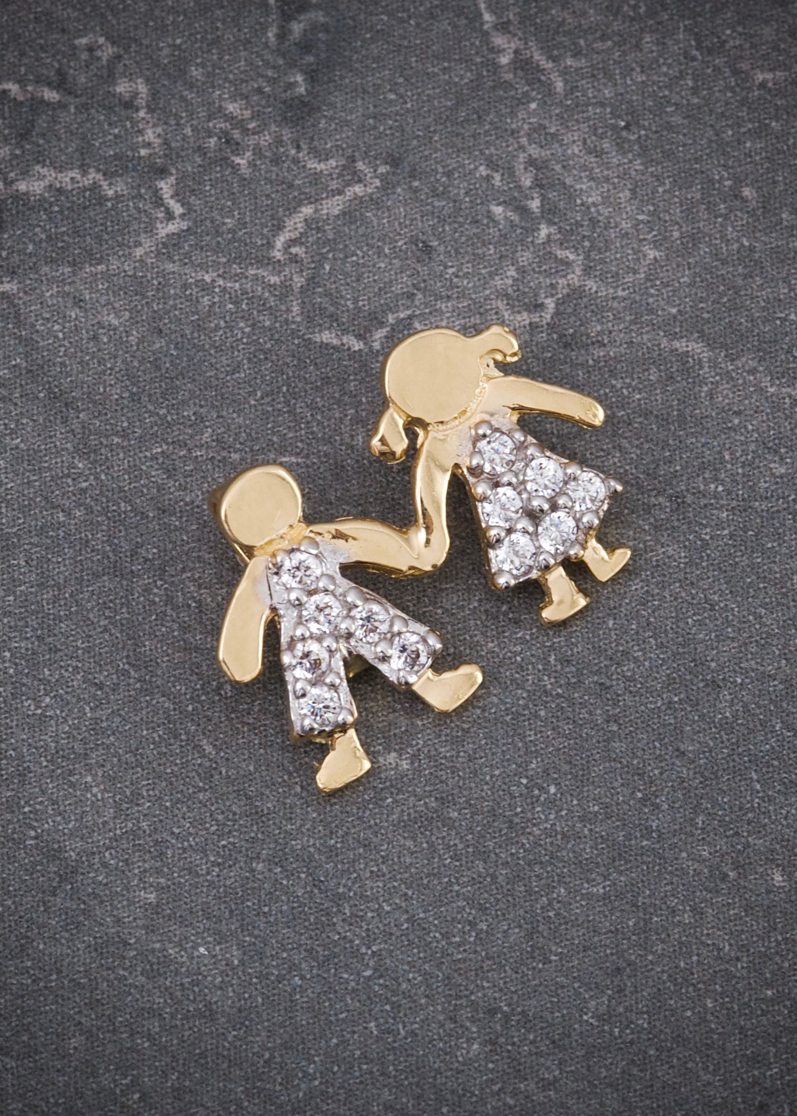 Herraje niños con swarovski blanco 0.95gr / Largo 1.3cm / Oro Amarillo Nac B