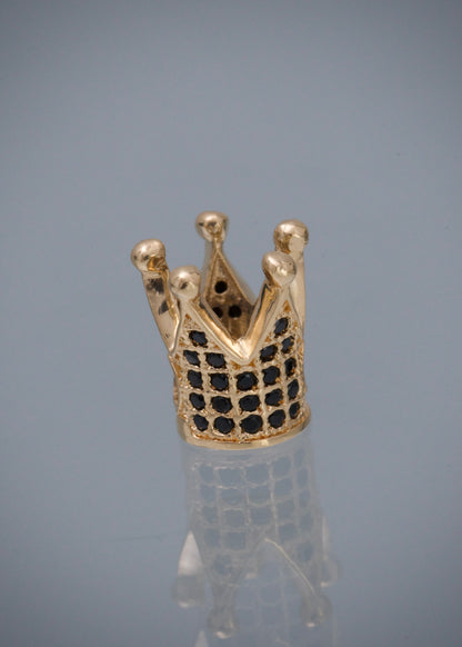 Herraje corona con swarovski negro 1.75gr / Largo 0.5cm / Oro Amarillo Nac B