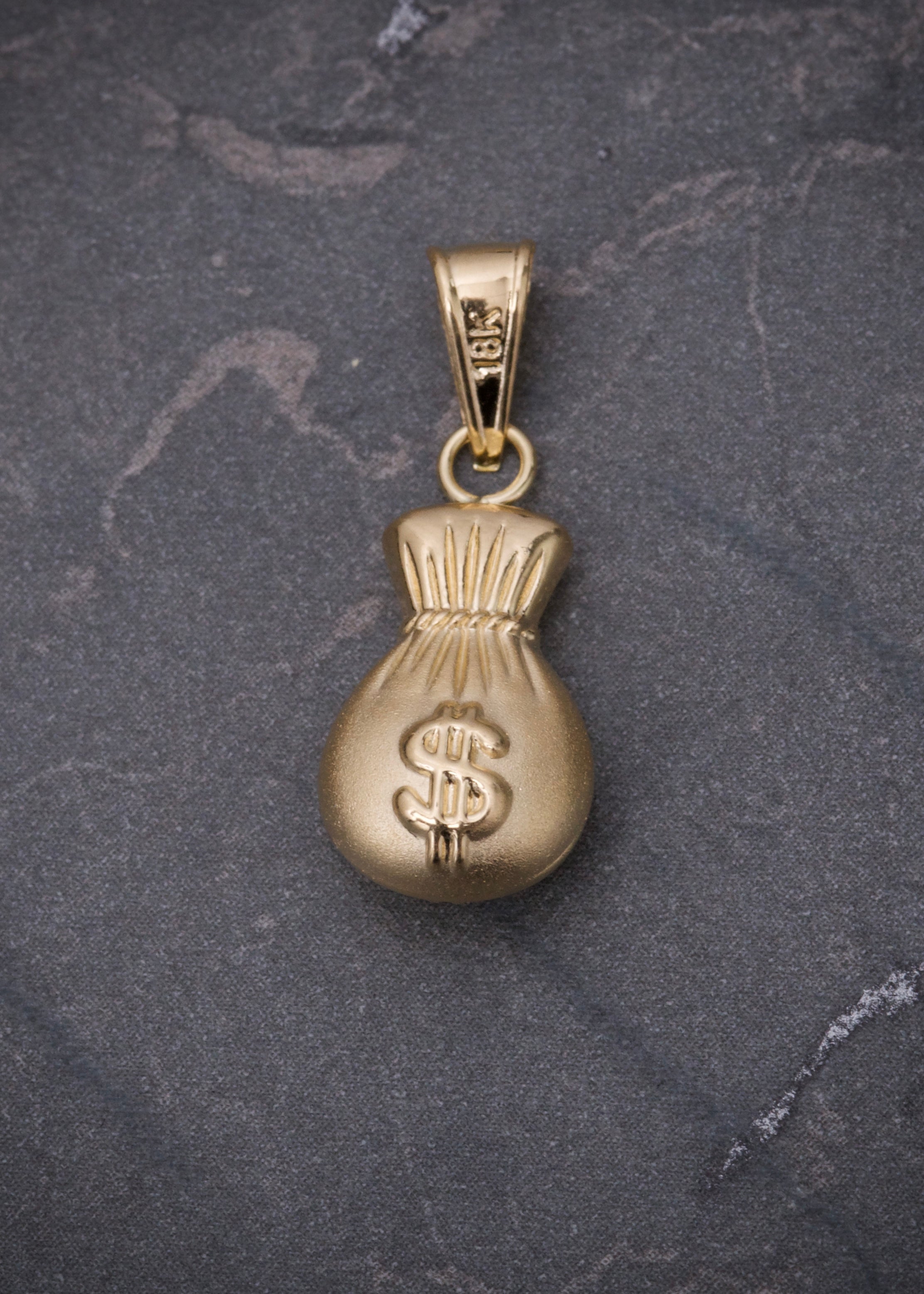 Dije Bolsa de dinero 0.75gr / Largo 2.2cm / Oro Amarillo Nac P