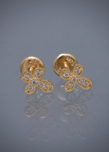 Topos cruz con swarovski blanco 0.95gr / Largo 0.7cm — Oro Amarillo