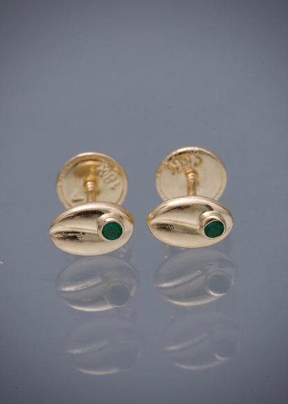 Topos grano de Cafe con Swarovski Verde 0.55gr / 0.6cm / 4.5mm — Oro Amarillo