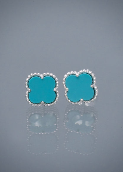 Topos Lucky Clover Piedra Azul 1.8gr / 0.8cm / 8mm — Plata 925