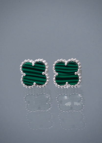Topos Lucky Clover Piedra Verde 1.75gr / 0.8cm / 8mm — Plata 925