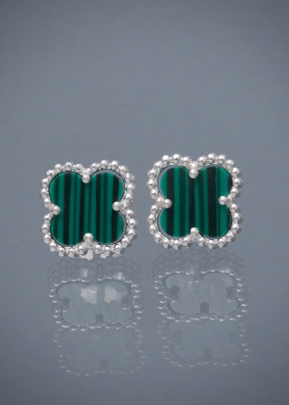 Topos Lucky Clover Piedra Verde 3.5gr / 1.1cm / 11mm — Plata 925