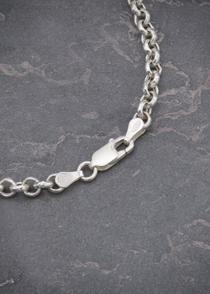 Cadena Lucky Clover Piedra Negra 13.55gr / 50cm / 4.5mm — Plata 925