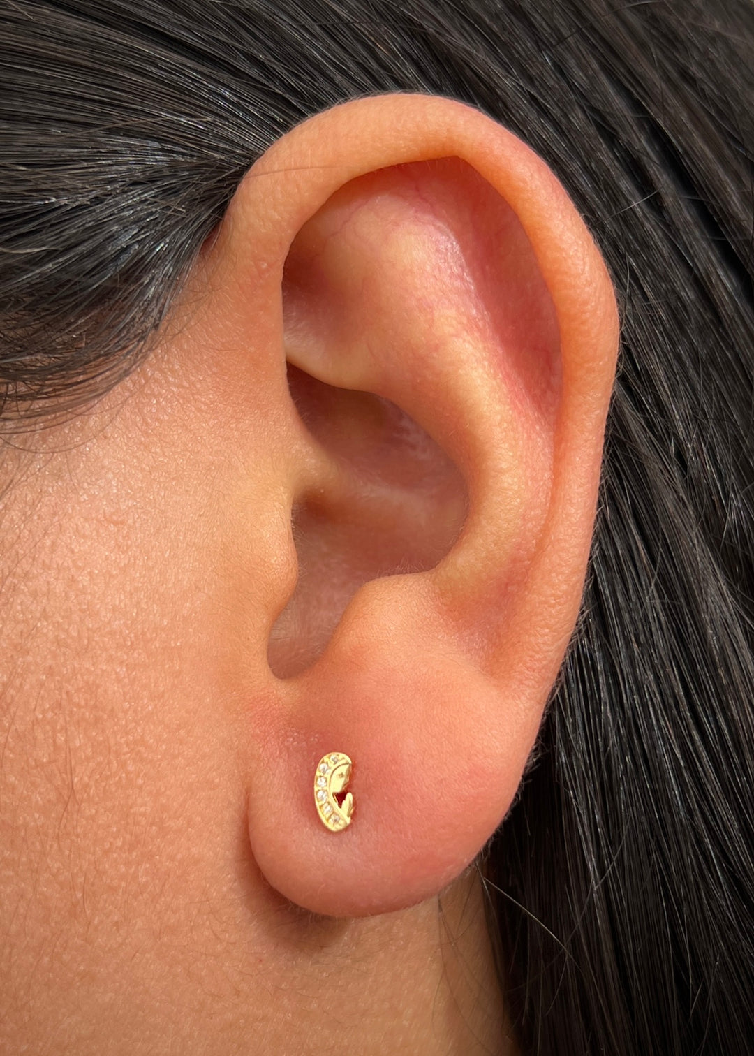 Topos virgen maria con swarovski blanco 0.6gr / Largo 0.6cm — Oro Amarillo