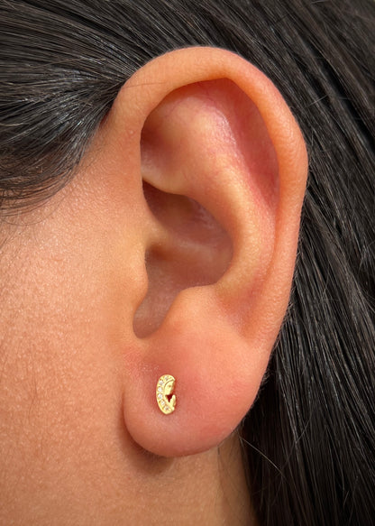 Topos virgen maria con swarovski blanco 0.6gr / Largo 0.6cm / Oro Amarillo Nac B