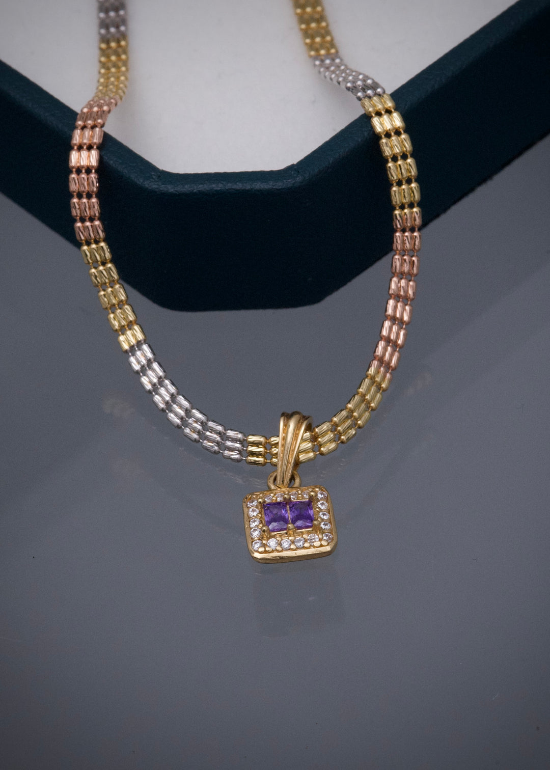 Set Cadena canutillo Dije swarovski morado 7.5gr / Largo 45cm — Tres Oros
