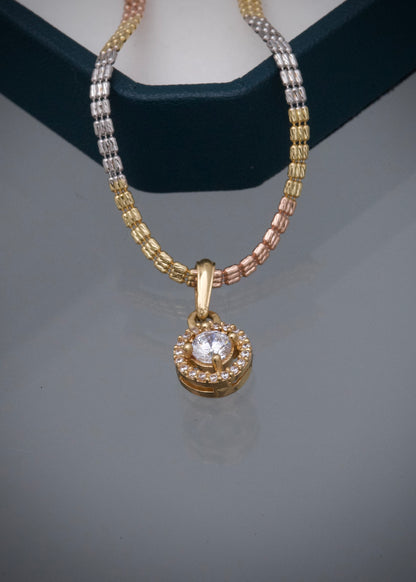 Set Cadena canutillo Dije swarovski blanco 8,2gr / Largo 45cm / Tres Oros B